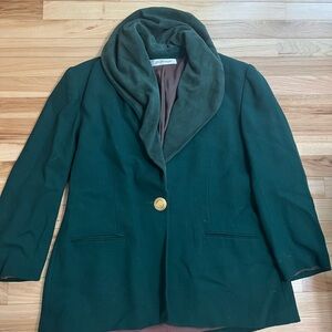 Vintage Green Alvin Bell Wool Jacket with Leather/Velvet Collar